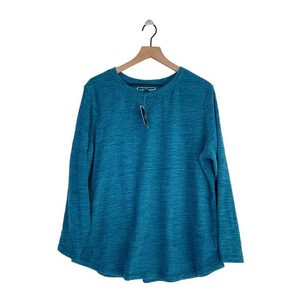 NEW Karen Scott Plus Size Marled Microfleece Top Teal Women's Size 0X NWT - Picture 2 of 9